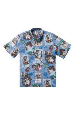 Reyn Spooner Elvis in Hawaii Classic Fit Short Sleeve Button-Down Shirt in Blue Hawaii