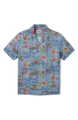 Reyn Spooner Hula Show Short Sleeve Button-Up Shirt in Light Blue