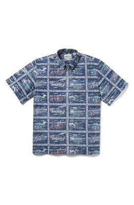 Reyn Spooner Lifeguards Classic Fit Print Short Sleeve Button-Down Shirt in Navy