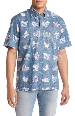 Reyn Spooner Men's Aloha State Button-Down Popover Shirt in Dress Blues
