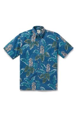 Reyn Spooner Men's Classic Fit Opuhi Print Short Sleeve Button-Down Shirt in Poseidon