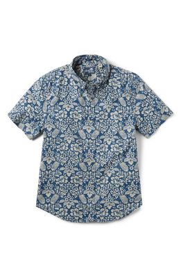 Reyn Spooner Oahu Harvest Tailored Fit Print Short Sleeve Button-Down Shirt in Navy