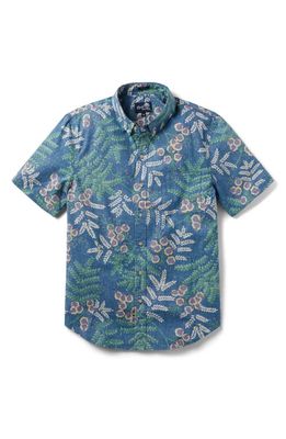 Reyn Spooner Ohai Alii Tailored Fit Floral Short Sleeve Button-Down Shirt in Captains Blue