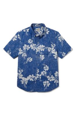 Reyn Spooner State of Hawaii Tailored Fit Floral Short Sleeve Button-Down Shirt in Blue