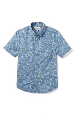Reyn Spooner Tailored Fit Kettle Floral Print Short Sleeve Button-Down Shirt in Lichen Blue