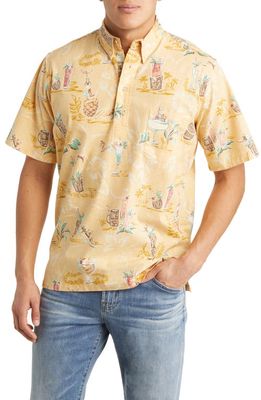 Reyn Spooner Weekends 'N' Watersports Cotton Blend Short Sleeve Button-Down Shirt in Faded Sun
