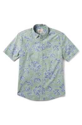 Reyn Spooner x Alfred Shaheen Classic Pareau Tailored Fit Floral Short Sleeve Button-Down Shirt in Leaf 