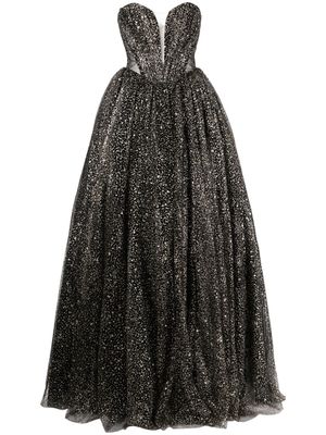 Rhea Costa Cassiopea glitter tulle bodice dress - Black