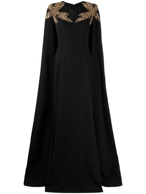 Rhea Costa Dalia embroidered crepe dress - Black