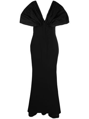 Rhea Costa Dina crepe taffeta-detail maxi dress - Black