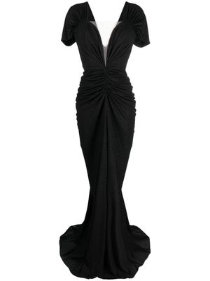 Rhea Costa draped-waistline detail dress - Black