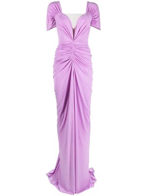 Rhea Costa draped-waistline detail gown - Purple