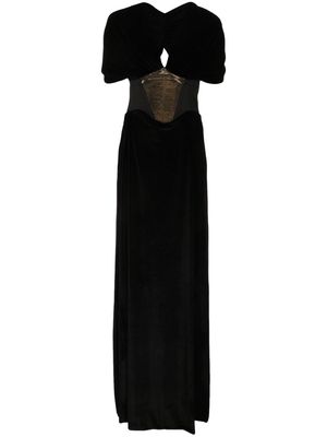 Rhea Costa floor-length velvet dress - Black