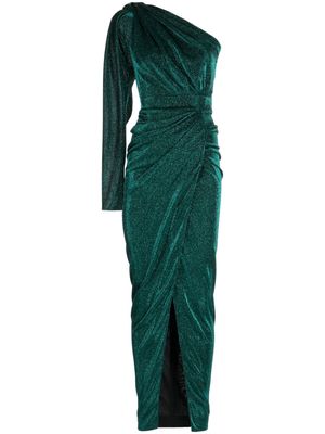 Rhea Costa one-shoulder ankle-length dress - Green