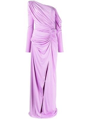 Rhea Costa one-shoulder draped gown - Purple