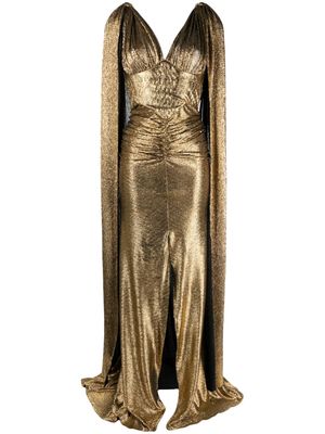 Rhea Costa Sari cape long dress - Gold