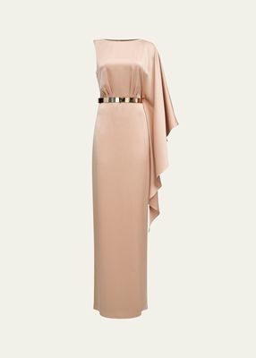 Rhiannon One-Shoulder Satin Column Gown