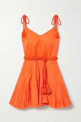 Rhode - Casey Belted Cotton-voile Mini Dress - Orange