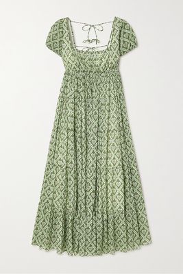 Rhode - Joanna Printed Cotton-voile Maxi Dress - Green