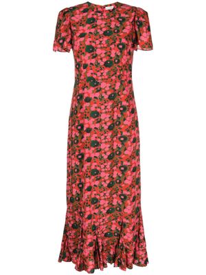 RHODE Lulani floral-print ruffled midi dress - Multicolour