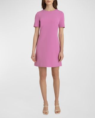 Rhodes Short-Sleeve Jewel-Neck A-Line Dress