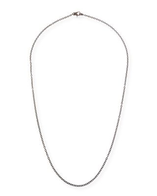 Rhodium-Plated Sterling Silver Chain Necklace with Diamond Clasp, 36"