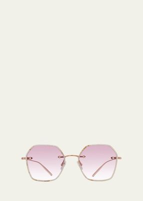 Rhonda Rose Gold Titanium & Acetate Square Sunglasses