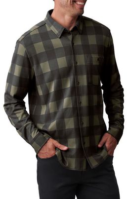 Rhone Check Flannel Button-Up Shirt in Lichen Green Buffalo Check
