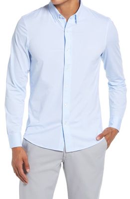 Rhone Commuter Slim Fit Button-Up Shirt in Blue Stripe