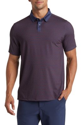 Rhone Floral Performance Golf Polo in Navy Geo