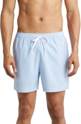 Rhone R & R Stripe Swim Trunks in Endless Sky Blue Stripe