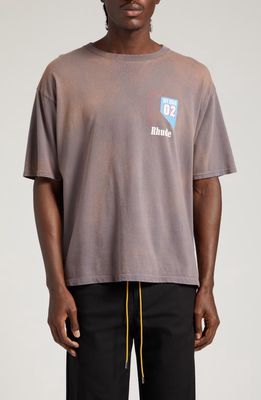 Rhude 02 Cotton Graphic T-Shirt in Vintage Grey