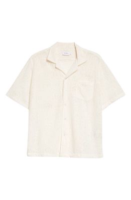 Rhude Ajor Short Sleeve Lace Button-Up Camp Shirt in Creme 0196