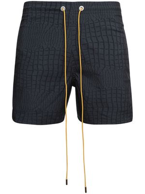 Rhude animal-print drawstring-waist swim shorts - Black