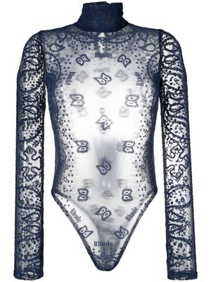 Rhude bandana-embroidered bodysuit - Blue