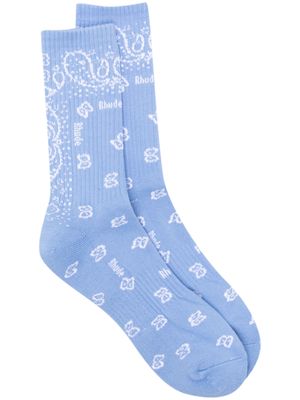 Rhude bandana-print cotton socks - Blue