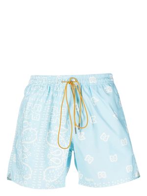 Rhude bandana-print drawstring swim shorts - Blue