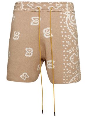 RHUDE bandana-print knit shorts - Neutrals