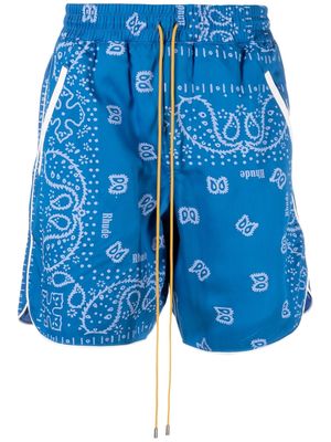 Rhude bandana-print track shorts - Blue