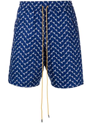 Rhude Beachfront geometric-pattern shorts - Blue