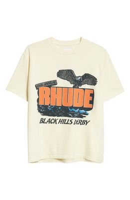 Rhude Black Hills Derby Oversize Graphic T-Shirt in Vtg White