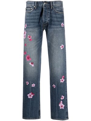 Rhude Blossom embroidered jeans - Blue
