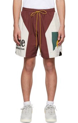 Rhude Burgundy & White Paneled Shorts
