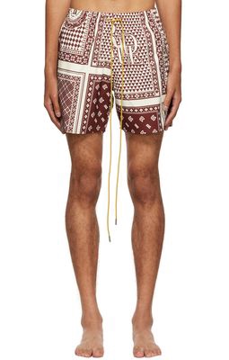Rhude Burgundy Print Shorts