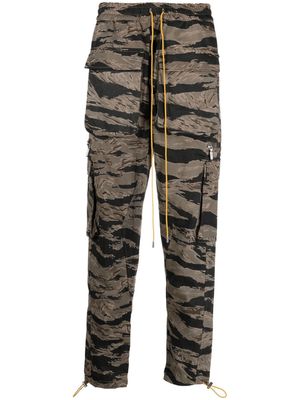 Rhude camouflage-pattern cotton cargo trousers - Brown