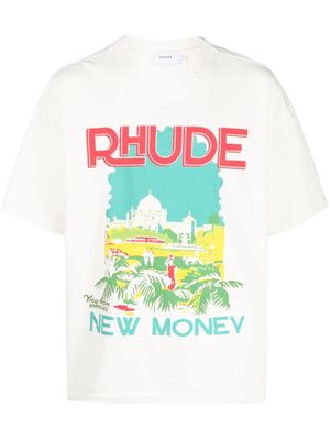 Rhude city-print cotton T-shirt - White