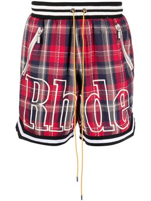 Rhude Court flannel shorts - Red
