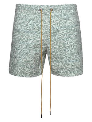 RHUDE Cravat-print swim shorts - Neutrals