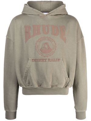 Rhude Desert Valley logo-appliqué cotton hoodie - Grey