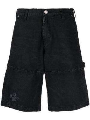 Rhude distressed-effect panelled denim shorts - Blue
